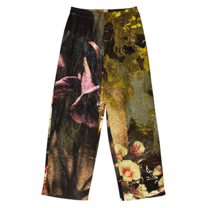 Colorful floral-patterned pants on a white background